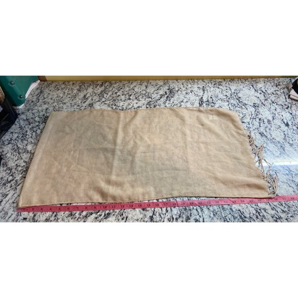 Womens Rectangle Scarf BeigeSheer Lightweight Fringe Boho - Picture 5 of 7